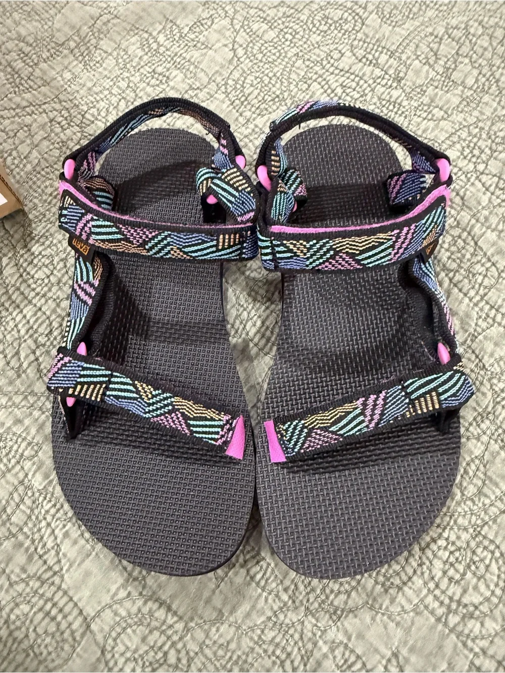 Teva Kids Black Sandals with Pink and Multicolor Straps
